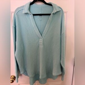 Aerie Waffle Knit Pullover Sweatshirt